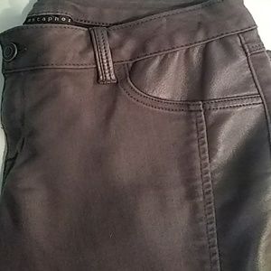 Grey jeggings faux leather sides pockets skinny